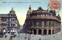 VINTAGE POSTCARD Genova Piazza de Ferrari Palazzo della Borsa