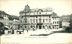 VINTAGE POSTCARD Heldelberg Der Marktplatz put dem Rathaus