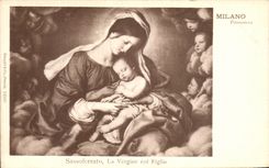 VINTAGE POSTCARD Milano Pinacoteca Sassoferrato Vergine collar Figlio