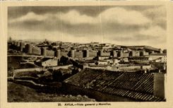 VINTAGE POSTCARD Avila Vista general there Murallas