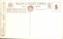 POSTAL de la VENDIMIA el rey Taking The Salute Off el uniforme de Militaria del protector