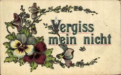 Flores de Vergiss Mein Nicht de la POSTAL de la VENDIMIA