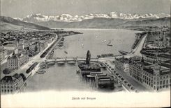 VINTAGE POSTCARD Zurich put Bergen