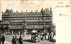 VINTAGE POSTCARD Charing Cross country race London Station