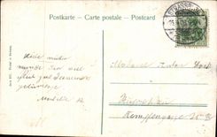 VINTAGE POSTCARD Child with the basket of flowers