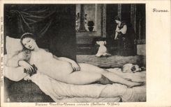 La POSTAL Firenze Tisiano Vecellio de la VENDIMIA Venerates el coricata Uffizi