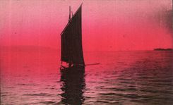 Barco de Como de la POSTAL de la VENDIMIA