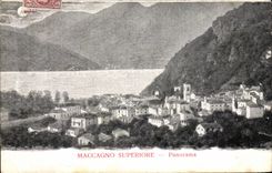 Panorama de Maccagno Superiore de la POSTAL de la VENDIMIA