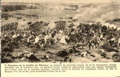 VINTAGE POSTCARD Panorama of the Battle of Waterloo the Brigade of Cavalry Donop Militaria