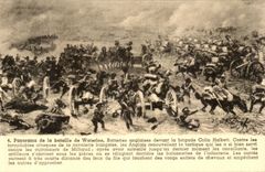 CPA Panorama de la Bataille de Waterloo Batteries anglaises devant la brigade Colin Halkett Militaria