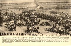 CPA Panorama de la Bataille de Waterloo Derriere la division des cuirassiers Wathier Militaria