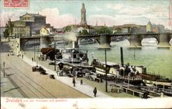 VINTAGE POSTCARD Dresden von DER Terrace aus Gesehen Boat