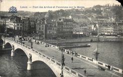 VINTAGE POSTCARD Liege Bridge of the Arches and Panorama on the Meuse