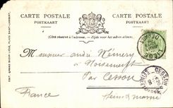 Puente de Lieja de la POSTAL de la VENDIMIA de los arcos y del panorama en la Mosa