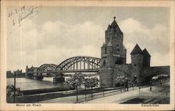 Amndt Rhin Kaiserbrucke de Maguncia de la POSTAL de la VENDIMIA