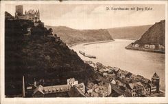 VINTAGE POSTCARD St Goarshausen MIT Burg Katz