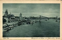 CPA Koln Of Rh Rheinpartie unit Hange und Hohenzollern Brucke 