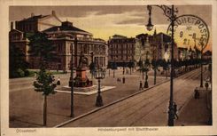 VINTAGE POSTCARD Dusseldorf Hindenburgwall put Stadttheater