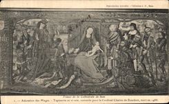 CPA Tresor de la Cathedrale de Sens Adoration des Mages Tapisserie executee par les Cardinal Charles de Bourbon 