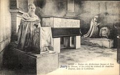 CPA Sens Statues des Archeveques Jacques et Jean du Perron et bas relief du tombeau du chancelier Duprat dans la cathedr