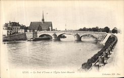 CPA Sens Le Pont d Yonne et L Eglise Saint Maurice