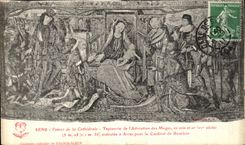 CPA Sens Tresor de la Cathedrale Tapisserie de l adoration des Mages executee a Arras pour le cardinal de Bourbon 