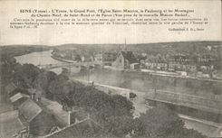 CPA Sens L Yonne le grand pont L eglise Saint Maurice Le faubourg et les montagnes du chemin neuf 