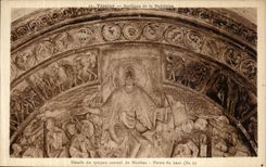 CPA Vezelay Basilique de la madeleine Detail du Tympan central du Narthex Partie du haut 
