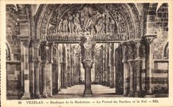 CPA Vezelay Basilique de la Madeleine Portail du Narthex Et la Nef