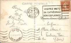 POSTAL Metz de la VENDIMIA una esquina de la ciudad vista de los bordes del Mosela