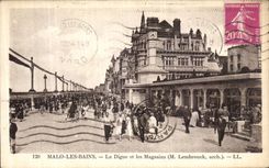 VINTAGE POSTCARD Malo les Bains the dam and stores