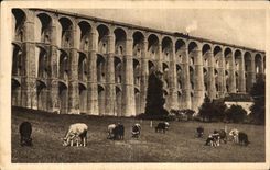 VINTAGE POSTCARD Chaumont the Viaduct Cows