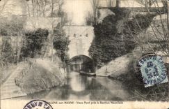 VINTAGE POSTCARD Trawl nets On the Marne Old Bridge Close Bastien Mauvilain