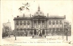 VINTAGE POSTCARD Chalons On the Marne Places L Town hall and Monument Carnot