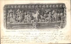 POSTAL Amboise de la VENDIMIA la caza de Huberto Saint arriba de la puerta de la camara acorazada