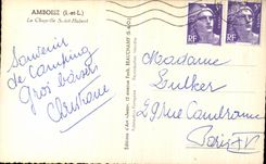 POSTAL Amboise La Chapelle Huberto santo de la VENDIMIA