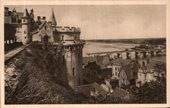 POSTAL Amboise de la VENDIMIA vista en el Loire y la terraza del castillo