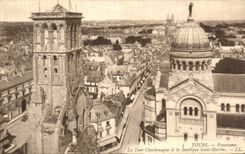 CPA Tours Panorama La Tour Charlemagne et la Basilique Saint Martin