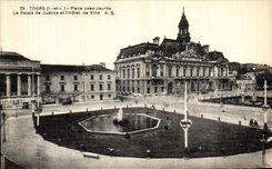 CPA Tours Place Jean Jaures Le Palais de Justice et l Hotel de Ville 