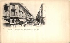 CPA Tours Perspective de la Rue Nationale Tramway Byrrh