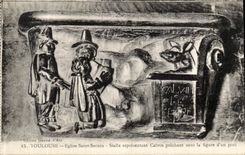 CPA Toulouse Eglise Saint Sernin Stalle Representation Calvin Prechant sous la figure du porc