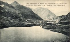 CPA Dauphine Massif des Sept Laux Le Lac du Cos Le col des Sept Laux et la vallee de l eau d Olle
