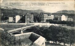VINTAGE POSTCARD Grenoble the Garden of the Parspective Dolphins On the City taken of the terrace Pares