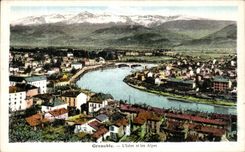 VINTAGE POSTCARD Grenoble L Isere and the Alps