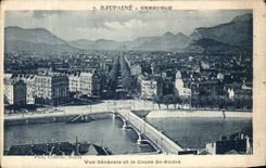 VINTAGE POSTCARD Grenoble View and the Course St Andre