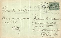 VINTAGE POSTCARD Grenoble Bridge of L Hospital and the Alpine range