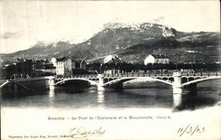 VINTAGE POSTCARD Grenoble the Bridge of L Esplanade and Moucheroffe