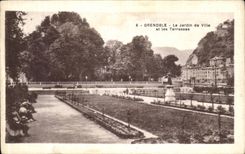 VINTAGE POSTCARD Grenoble the Garden of City and Terraces