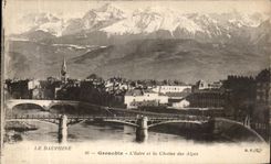 VINTAGE POSTCARD Grenoble L Isere and the Alpine range