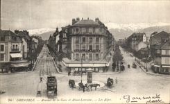 VINTAGE POSTCARD Grenoble Avenues of the Station and Lorraine Alsace Hotel of Savoy